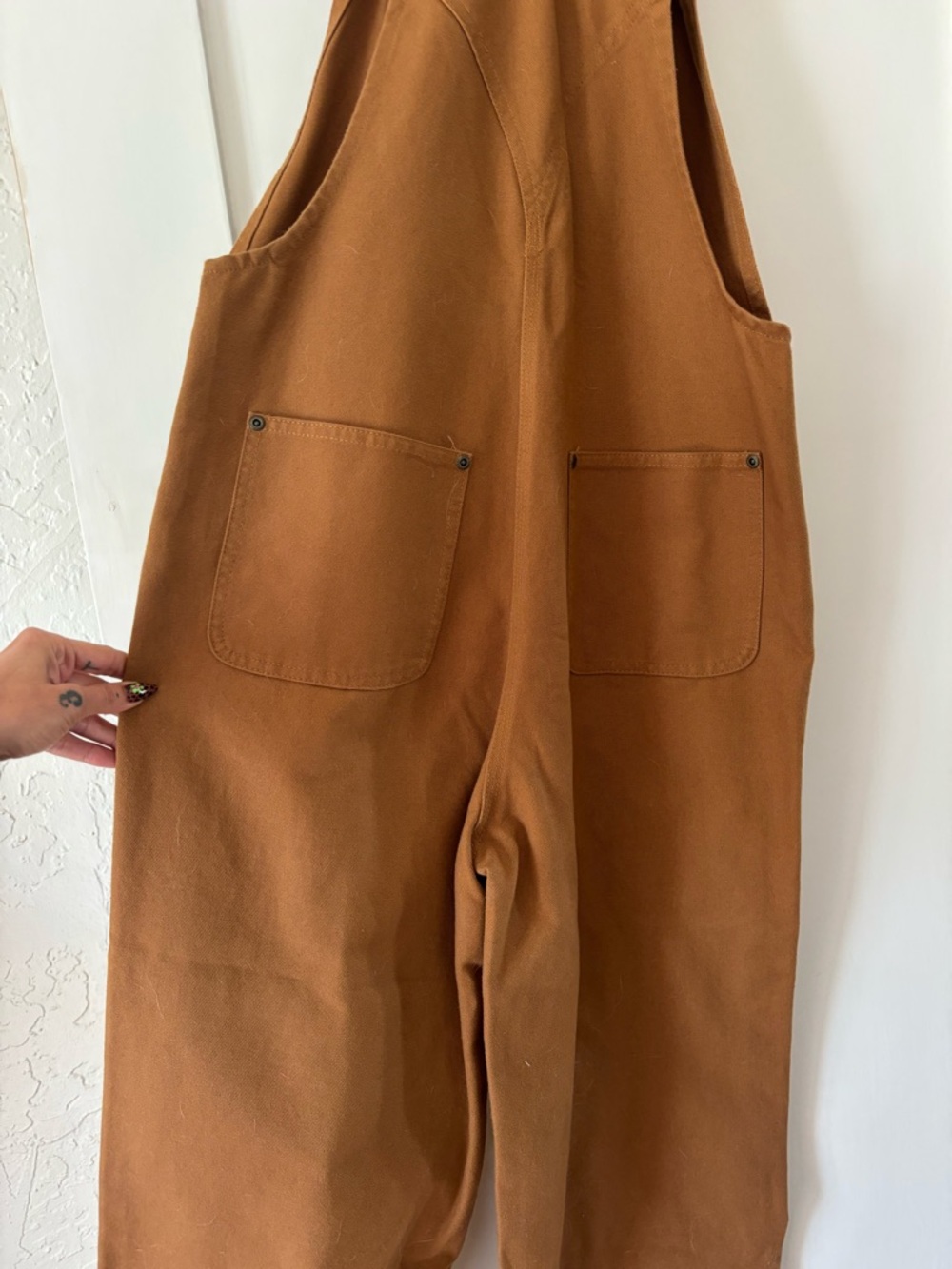 Carhartt Tan/Brown Duck Bib Overalls with Dark Straps - Picture 7 of 9